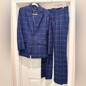 NWT Trina Turk Women’s Navy and Magenta Grid Suit, both size 4